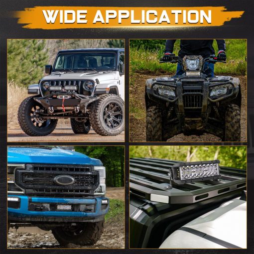 Niking Auto Barra de Luz LED, 8 Pulgadas 102W Triple Fila Luces LED Laterales Shooter para Off Road Spot Flood Combo Impermeable Luces de Conduccion para Jeep Camiones ATV UTV SUV Tractor Pickup Barco Motocicleta - Imagen 6