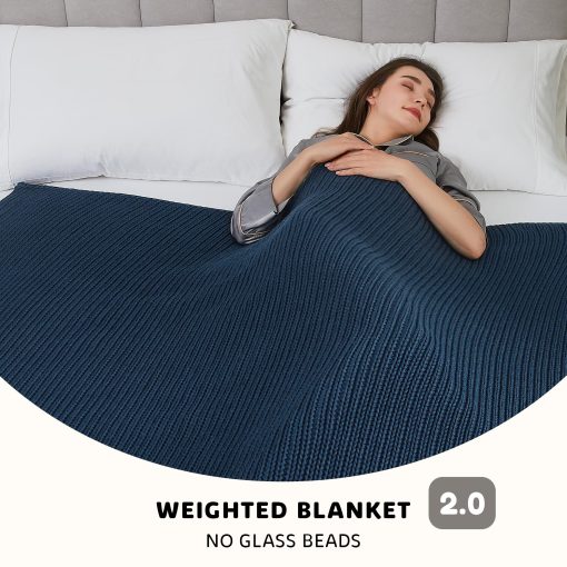 Manta Ponderada de Punto L'AGRATY - 50"x60" 10lbs Manta Pesada de Punto Grueso para Adultos Trenzada de Ganchillo Tirar Grueso de Cable Knit Manta Decorativa Sin Cuentas Pesadas Ponderada de Forma Uniforme Lavable a Maquina - Imagen 2