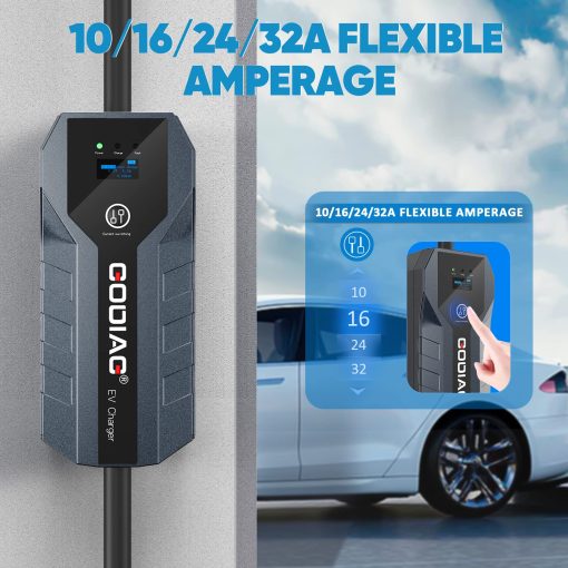 Cargador de Coche Electrico Nivel 2, 32Amp 240V con Enchufe NEMA 14-50 y Cable de 21 pies, Cargador Electrico Portatil Ajustable de 10/16/24/32A para Vehiculos Electricos J1772 y PHEV - Imagen 2