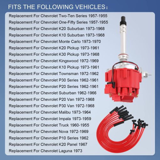 JDMSPEED Nuevo Distribuidor HEI con Cables de Bujia Kit de Encendido de Repuesto para Chevy SBC 350 BBC 454, Silicona - Imagen 3