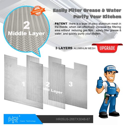Filtro de campana extractora W10169961A actualizado, Filtro de ventilacion para estufa, Compatible con Whirlpool, Ikea, Kitchen Aid, Jenn Air, Filtro de grasa de malla de aluminio para campana de cocina de 10.5x12 pulgadas, Filtros de campana para cocina, Filtro de ventilacion 3PCS - Imagen 8