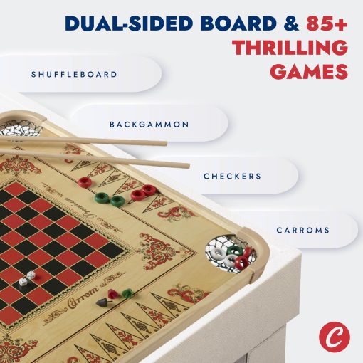 Juego de Mesa Carrom - Juego de Tablero Grande para Adultos y Niños - Mas de 100 Juegos de Mesa para Noche de Juegos en Familia - Todo en un Juego de Mesa - Imagen 5