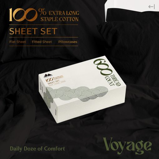 Juego de sabanas Mayfair Linen 100% algodon egipcio Split King para cama ajustable - 600 hilos 5 piezas juego de sabanas Top Split King, bolsillo profundo de 16" Sabanas suaves y frescas para cama ajustable Split King - Negro - Imagen 4