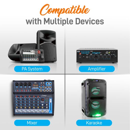 Sistema de Microfono Inalambrico UHF Portatil Pyle - Set de Cuatro Microfonos Bluetooth Inalambricos con Bateria, 50 Canales de Frecuencia Selectable, Base Receptora, AUX, Karaoke DJ Fiesta - Pyle PDWM4120 - Imagen 6