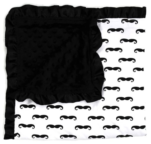 Mantas para Bebe Dear Baby Gear, Bigotes Negros, Minky Negro