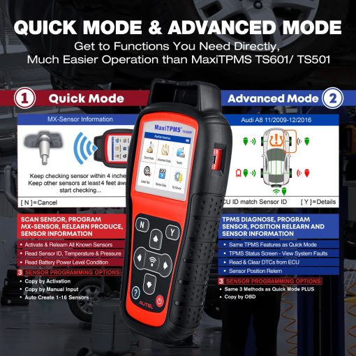Autel MaxiTPMS TS508WF KIT Herramienta TPMS, Version 2024 WiFi de TS601/ TS508K/ TS508, con 4 sensores MX de 315+433Mhz, Programacion TPMS, Reaprendizaje/Activacion OBD, Borrado de DTCs TPMS, Actualizaciones Gratuitas de por Vida - Imagen 5
