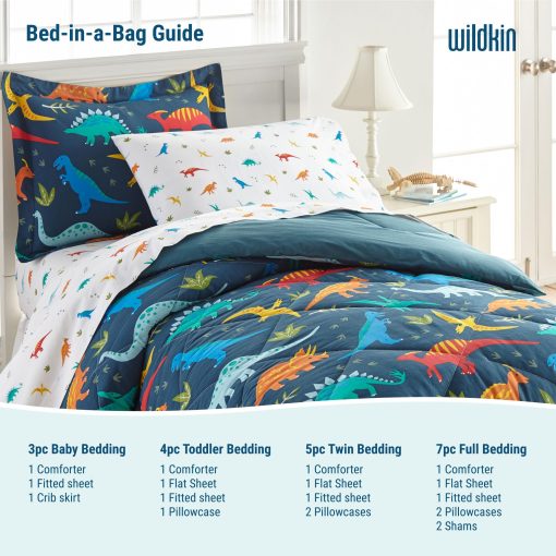 Juego de Cama Wildkin Kids 5 Piezas para Niños y Niñas, Microfibra Incluye Edredon, Sabana Plana, Sabana Ajustable, una Funda de Almohada y una Funda (Jurassic Dinosaurs) - Imagen 6