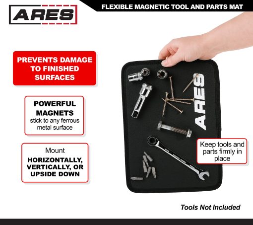 ARES 60033 - Tapete Magnetico Flexible para Herramientas y Piezas - Perfil Delgado Perfecto para Cajones de Caja de Herramientas - Soporte de Herramientas se Adapta a Paneles de Cuerpo - Las Herramientas Permanecen Vertical, Horizontal y Boca Abajo - Imagen 4