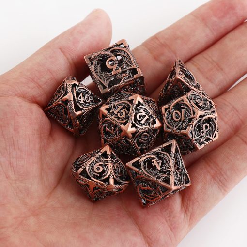Conjunto de 7 dados huecos de metal para Dungeons and Dragons RPG MTG Juegos de Mesa D&D Pathfinder Shadowrun y Ensenanza de Matematicas, Gran Conjunto de Dados poliedricos D4,D6,D8,D10,D12,D20 multiples lados con Caja de Regalo - Imagen 5