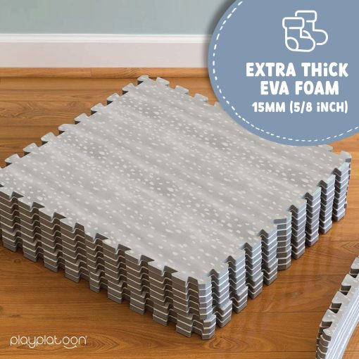 Tapetes de Juego para Ninos Grandes Play Non-Toxic para Pisos, 9 Azulejos de 72 x 72 Pulgadas - Baldosas de Espuma Entrelazadas Extra Gruesas de 24 x 24 Pulgadas con Borde, Tapete Neutro para Ninos Pequenos y Ninos - Imagen 6