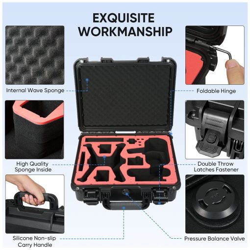 Estuche rigido GAGITERVR para dron DJI FPV, maletin impermeable para Combo FPV Fly More y accesorios seguros y portatiles - Imagen 4