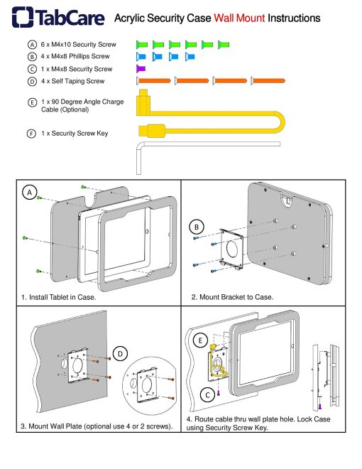 Estuche de Seguridad Anti-Robo de Acrilico VESA para Amazon Fire 7" 2015/2017/2019 con Kit de Montaje en Pared (Negro) - Imagen 4