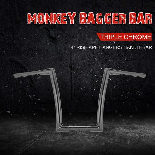 Manillar de 14" para Ape Hangers 1.5 pulgadas Fat Monkey Bar Negro Compatible con Harley Softail Dyna Sportster XL 883 1200 y modelos Road King 1994-2022 y Road Glide 1998-2013 - Imagen 6