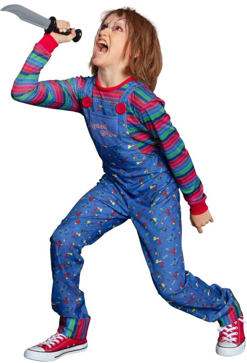 Disfraz de Chucky para Ninas - Disfraz de Halloween Aterrador Child?s Play con Enterizo y Camiseta a Rayas - Disfraces para Halloween, Fiestas de Cumpleanos y Eventos Tematicos - Imagen 3