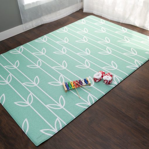 Tapete de juego para cuidado de bebes (Grande, Petalos del mar - Verde) 82'' x 55'' Tapete de juego impermeable original de una sola pieza reversible y enrollable para bebes, ninos pequenos y ninos