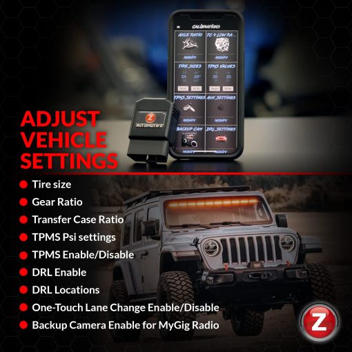 Programador Z Automotive JK Blaster - Compatible con Jeep Wrangler JK 2007-2018 - Personaliza mas de 12 configuraciones de vehiculo con la App para Smartphone, Activa el Modo de Show de Luces, Modo de Winch, Ajustes de PSI de TPMS y Mas - Imagen 5