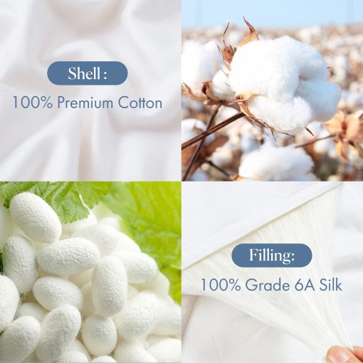 Edredon de Seda Mommesilk para Verano 100% Natural Relleno de Seda Lavable Ligero y Fresco Tamano King: 280x244cm, Blanco - Imagen 3