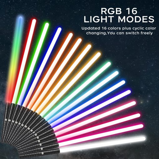 Sables de Luz con Empunadura de Metal, Duelo RGB de 16 Colores, Sonido FX, Doble Hoja, Espada Recargable para Adultos y Ninos, Regalo de Cumpleanos, Accion de Gracias, Navidad, Juguetes Halloween, Cosplay - Imagen 2