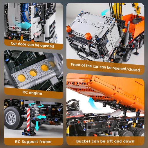 Set de Construccion de Grua de Camion Neumatico Mould King 19007 para Ninos, 2819 Piezas Bloques de Construccion Camion de Control Remoto APP Vehiculos de Construccion Modelo con Motor, Juguetes de Ingenieria STEM para Ninos de 8 anos+/Adulto - Imagen 3