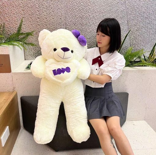 Peluche de Oso Teddy Gigante de 39 pulgadas para Novia o Ninos (Blanco) Regalo para Ninos y Ninas, Super Lindo y Suave, Gran Calidad - Imagen 4