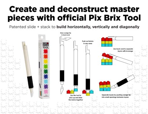 Rompecabezas de arte pixelado Pix Brix - El Gran Ola de Kanagawa Rompecabezas de pixeles, 4,187 piezas - Ladrillos coloridos patentados para recrear esta famosa impresion, crea construcciones sin agua, hierro o pegamento - Imagen 5