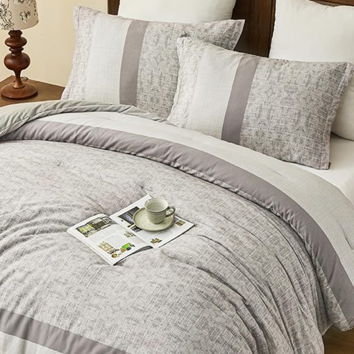 Juego de Edredon de Algodon de Fibra Larga SahSahCasa Tamano Queen, Set de Ropa de Cama Queen, Patron Rayado Atigrado Reversible y Esponjoso de Lujo Suave para Todas las Temporadas, Edredones y Alternativa al Plumon