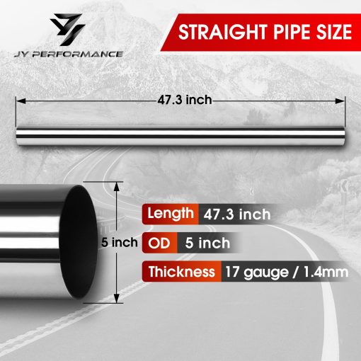 Tubo Recto de Escape Mandrel DIY Personalizable de 5 Pulgadas, Longitud de 47.3 Pulgadas, Tubo Recto Mandrel de 5'' OD, Acero Inoxidable T304, Ajuste Universal - Calibre 17 - Imagen 3