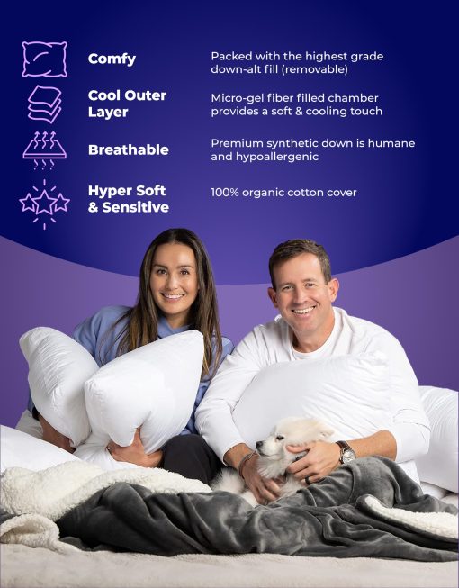 Almohada Pillow Fight Good Pillow Classic - Paquete de 2, Almohadas tamano King, Lujo y Ajustables, Almohada de Relleno Alternativo, Almohadas para Cama, Almohada Refrigerante, para Durmientes de Espalda, Estomago y de Costado - Imagen 2