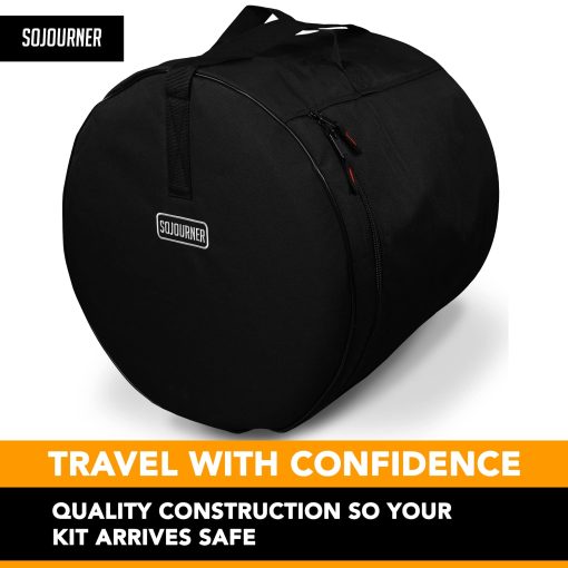 Estuches para tambores (5 piezas) - Set de bolsas de viaje para kits estandar de tambores - Diseño resistente y acolchado grueso para la proteccion de tu bateria - Incluye bolsa de bombo de 22", estuche de 12" para tom, estuche de 13" para tom, estuche de 16" para tom, estuche de 14" para caja - Imagen 4