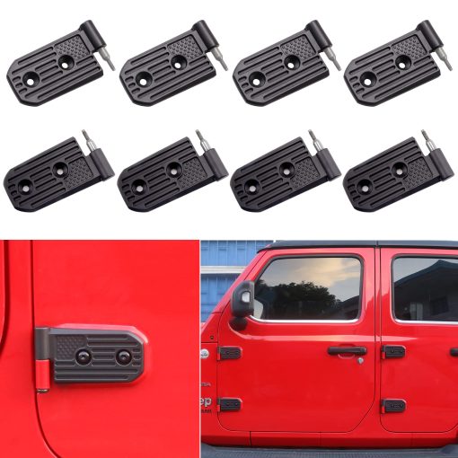 Kit de Bisagra de Puerta BESTAOO para Jeep Wrangler JL JLU & Gladiator JT Unlimited Rubicon Sahara Sports 2018-2024, Aleacion de Aluminio, Negro, 8 Piezas