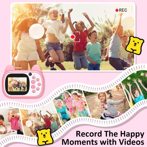 Camara de Juguete para Ninos 1080P HD Selfie Video con Tarjeta SD de 32GB, Camara Digital para Ninos, Camara para Ninos y Ninas como Regalos de Cumpleanos, Rosa - Imagen 4