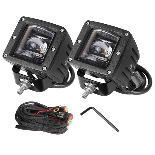 Niking Auto 2Pcs 3 Pulgadas SAE LED Luces de Niebla Off Road Aprobadas por DOT Luces de Conduccion Cuadradas Luces de Trabajo LED Cubos Antiniebla para Camiones Jeep Wrangler JK Nissan Ram 4x4 Barco Motocicleta Tacoma