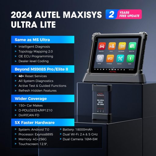 Escaner Autel MaxiCom Ultra Lite: Actualizacion Gratuita de 2 Anos, Herramienta de Diagnostico OBD2 2024 Inteligente con 40+ Servicios, Consejos de Reparacion, Actualizado de MS919/MS909/Elite II, Igual que MaxiSys MSUltra - Imagen 2