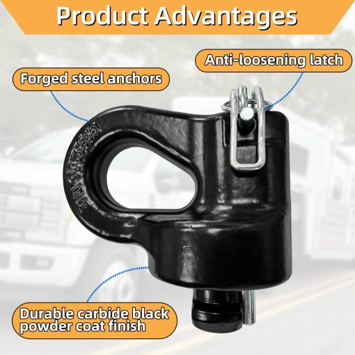 Anclajes de cadena de seguridad Gooseneck del sistema de puck, 30,000 lbs, para Select Silverado, Sierra 2500, 3500 HD, F-250, F-350, F-450, Compatible con Nissan Titan XD, Carbide Black, 2 PCS - Imagen 3
