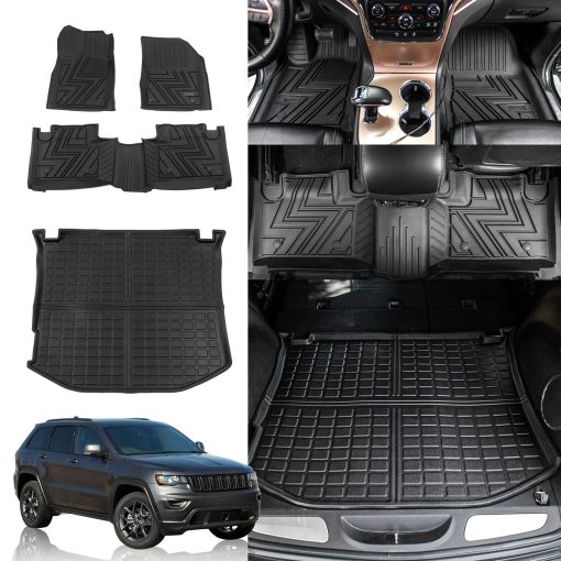 Tapetes para el piso de Rongtaod Compatible con 2011-2021 Jeep Grand Cherokee 2022 2023 Grand Cherokee WK Tapetes para el tronco Alfombra para el tronco Protector para el tronco Accesorios para Grand Cherokee (Alfombra para el tronco + Tapetes para el piso)