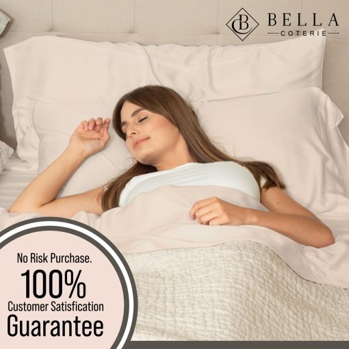 Juego de sabanas de lujo Bella Coterie Twin XL Size | Bambu viscosa cultivado organicamente | Ultra suave | Refrigeracion para los durmientes calurosos | Bolsillo profundo de 18" [Champagne] - Imagen 4