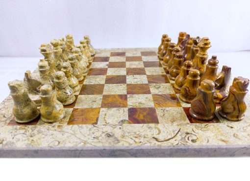 Juegos de Ajedrez de Torneo de Marmol para Adultos - Juego de Tablero de Ajedrez de Marmol Hecho a Mano - Coral y Marron - Juego de Mesa de Ajedrez no de Backgammon - no de Othello - no de Madera (Coral/Marron) - Imagen 4