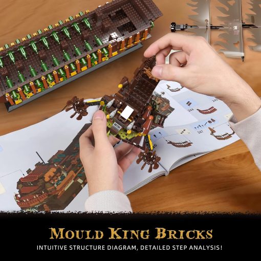 Kit de Bloques de Construccion de Modelo de Barco Pirata Mould King Large, Conjunto de Construccion de Barco Pirata Dutchman MOC para Armar, Regalo de Juguetes para Ninos de 8 anos en Adelante / Coleccionistas Adultos (4364+ Piezas) - Imagen 5