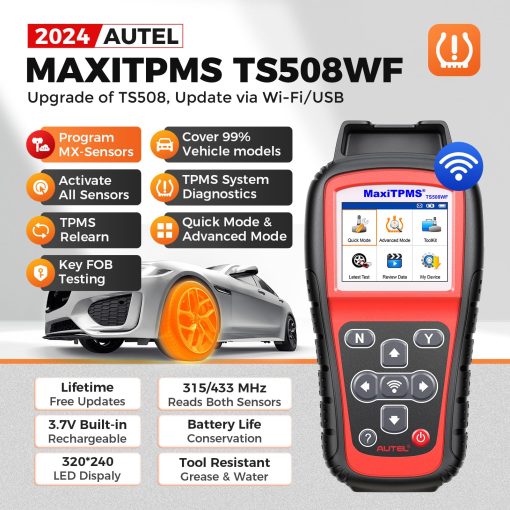 Herramienta de Reaprendizaje de TPMS Autel MaxiTPMS TS508WF: Actualizado de TS508 2024, TS501, TS408 con Activacion/Reaprendizaje de Todos los Sensores con WiFi, Programa de Sensores MX (315/433MHz), Restablecimiento/Diagnostico de TPMS, Leer/Borrar Codigos - Imagen 2