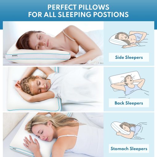Set de 1 Almohada HEYCUZI Tamaño Queen para Dormir - Relleno Esponjoso de Microfibra Alternativa y Espuma de Memoria, Almohada Suave con Fuelle para Durmientes de Lado, Espalda y Estomago, Almohadas Transpirables de Hotel (Mediano) - Imagen 3