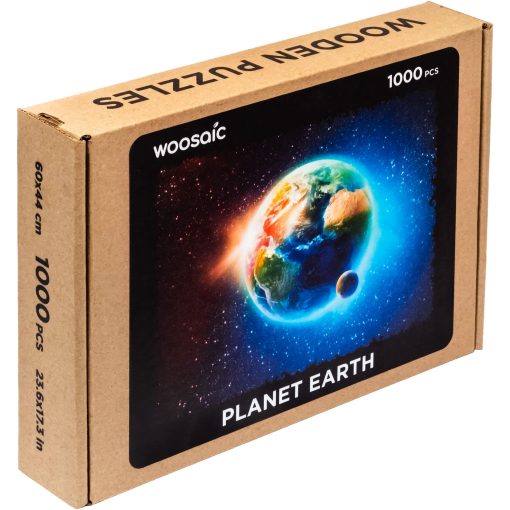 Rompecabezas de madera para adultos - Planeta Tierra en el espacio, 1000 piezas, 23.6" x 17.3", Hermoso paquete de regalo, Forma unica Mejor regalo para adultos y ninos - Imagen 6