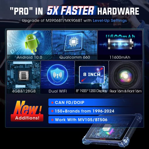 Escaner Autel MaxiCOM MK906 Pro: Actualizacion 2024 de Android 10 de MS906 PRO, Codificacion Avanzada de ECU 36+ Servicios, 3000+ Bidireccionales, Auto Scan 2.0 Actualizacion de MK908S MS906BT MK906BT Trabaja con MV105S/BT506 - Imagen 2