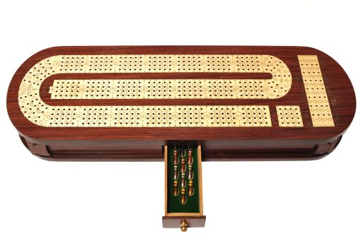 Tablero de Cribbage de Madera de 4 Pistas de Palm Royal Handicrafts Hecho con Madera de Palisandro y Madera de Arce. Almacenamiento Disponible. Tablero de Cribbage de Madera - Imagen 5