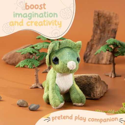 Juguetes de Peluche de Mini Triceratops Forest & Twelfth, Paquete de 12 Peluches de Triceratops, Regalo de Relleno de Medias para Ninas y Ninos, Figuras de Animales para Favores de Fiesta, Bolsas de Regalo, Caja de Tesoros del Salon de Clases (Triceratops) - Imagen 3