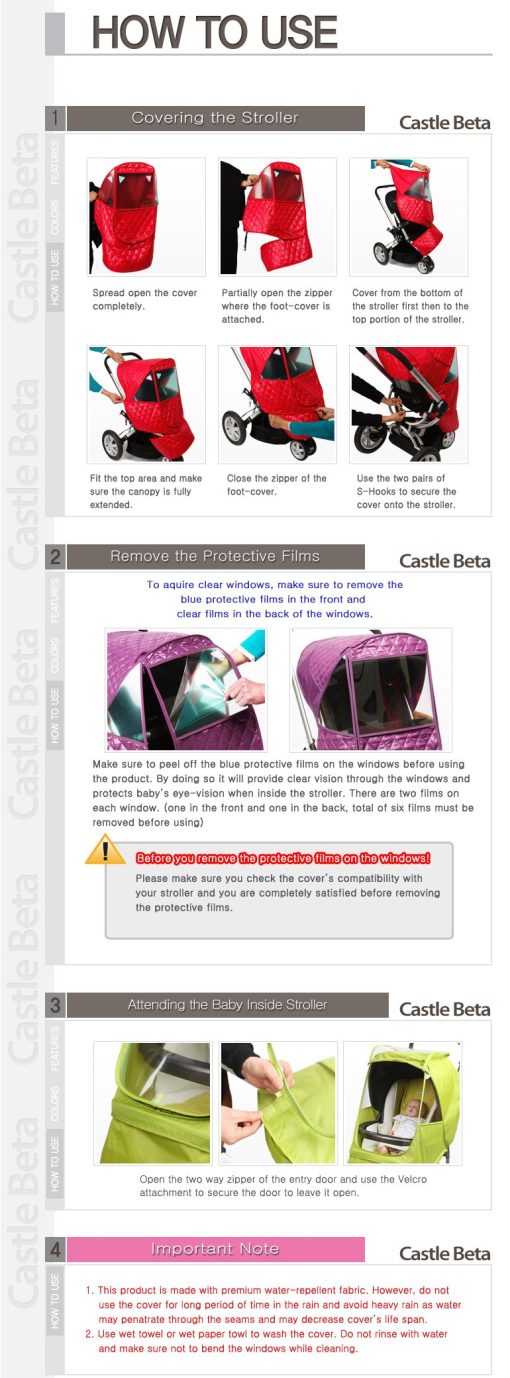 Manito Castle Beta Protector de Clima para Cochecito (Morado) - Imagen 6