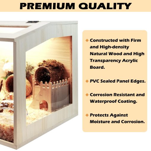 Jaula de hamster Prolee de Madera Extra Grande para Ratones y Ratones con Tapa Abierta y Laminas Acrilicas, Construccion Solida (24 Pulgadas) - Imagen 4