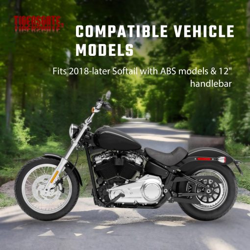 Manillar Ape Hanger de 12 pulgadas TIGERSGATE con Cable de Freno Delantero Negro de Acero Inoxidable Trenzado de Vinilo Negro Extendido para Harley Softail con Modelos ABS 2018-2022 - Imagen 2