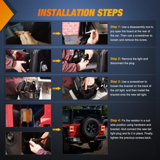 Nilight JL Tail Light LED Lente Ahumado LED Luz de Reversa Blanca Luz Roja de Freno Correr Señales de Giro de Posicion de Parada Aprobado por DOT Compatible con 2018-2023 Jeep Wrangler JL, Garantia de 2 Años - Imagen 4