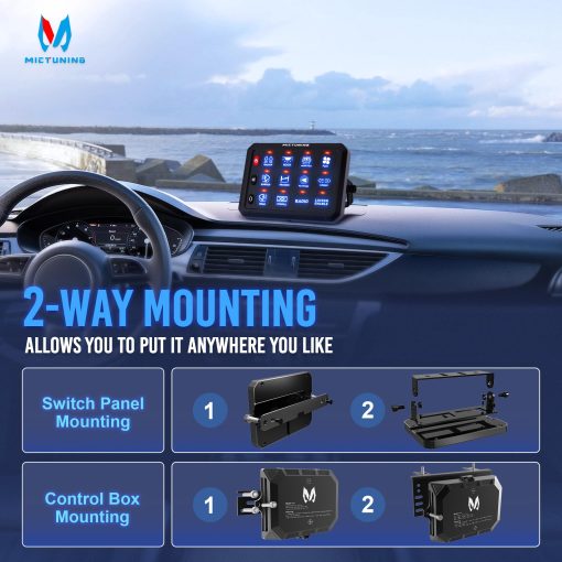 Panel de interruptores MICTUNING 12 Gang P1S-B12 Azul 80A 960/1920W Interruptor tactil ON-OFF momentaneo de control de circuito caja de reles para camper RV ATV SUV UTV Truck Car Marine, Garantia de 2 años - Imagen 5