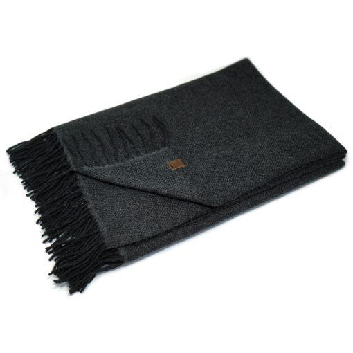 Manta de Lana 100% Cachemira Borges & Scott Signature - Espiga Gris Negro